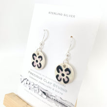 Load image into Gallery viewer, Black/Lilac Flower Earrings - Sterling Silver
