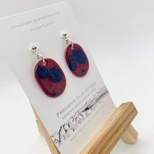 Load image into Gallery viewer, Berry/Navy Stud Drop -Silver Plated
