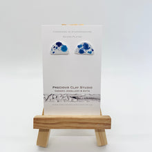 Load image into Gallery viewer, Blue Burst Semi Circle Studs - Silver Plated
