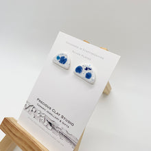 Load image into Gallery viewer, Blue Burst Semi Circle Studs - Silver Plated
