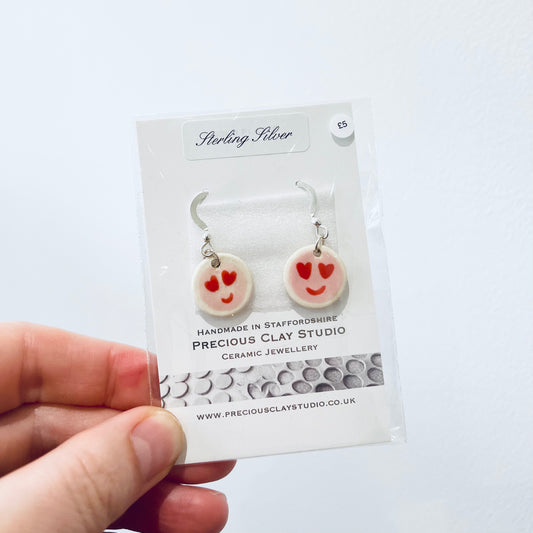 Heart eyes Emoji earrings- sterling silver