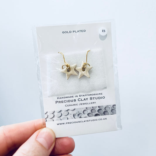 Oatmeal star earrings- gold plated
