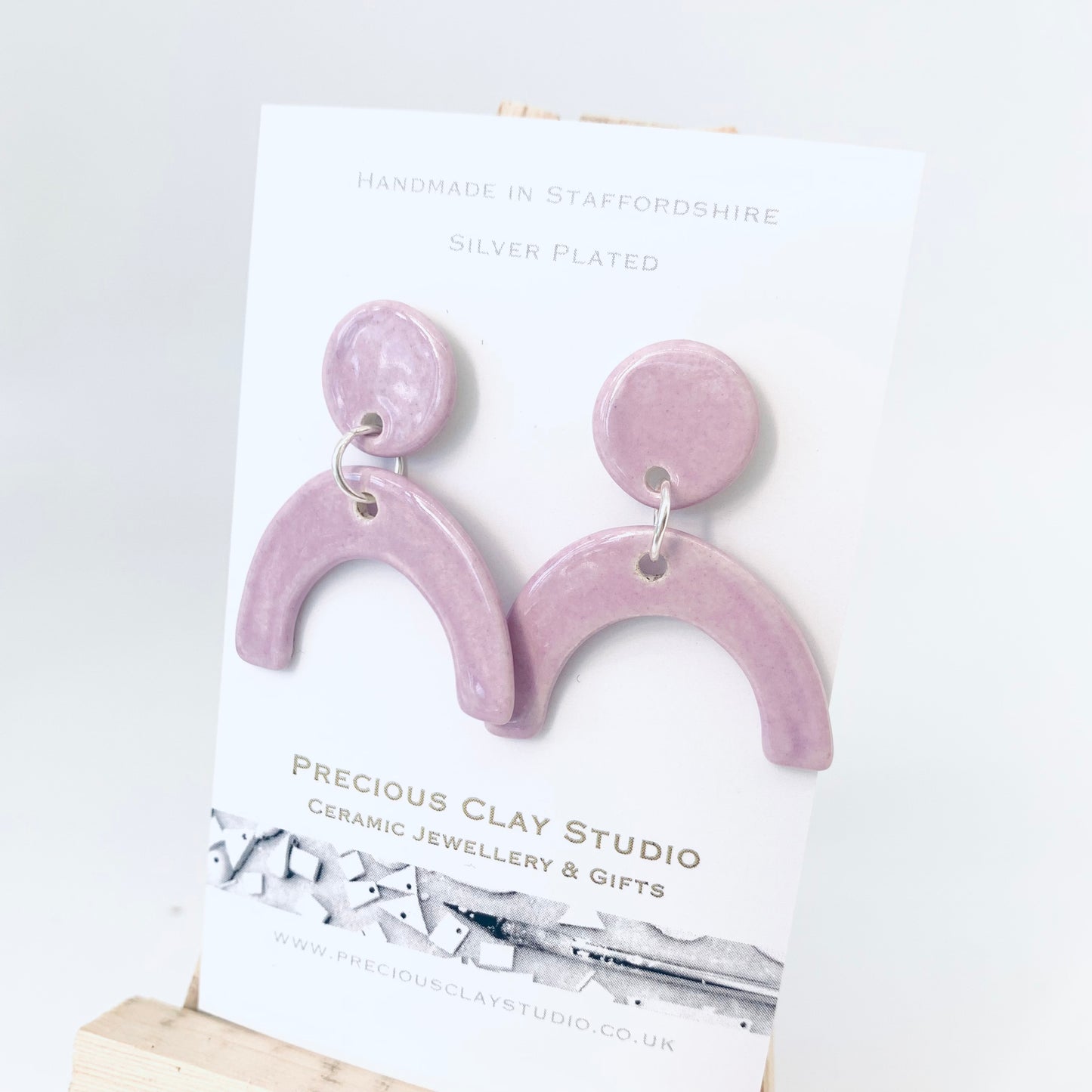 Lilac stud drop with arch- silver plated