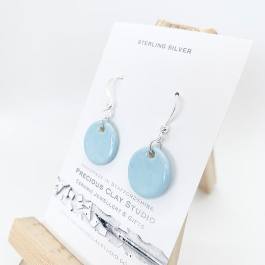 Blue circle earrings- sterling silver
