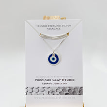 Load image into Gallery viewer, Greek Eye Necklace, 18 inch Sterling
