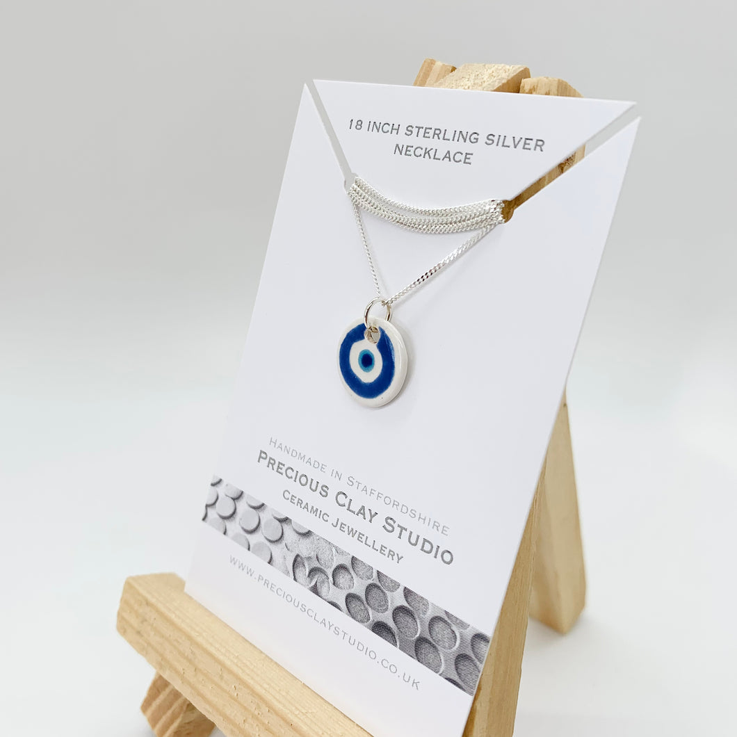 Greek Eye Necklace, 18 inch Sterling