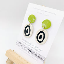 Load image into Gallery viewer, Green &amp; Black Statement Earrings

