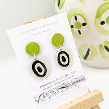 Load image into Gallery viewer, Green &amp; Black Statement Earrings
