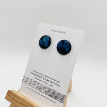 Load image into Gallery viewer, Black/Blue Burst Circle Studs - Gold Plated
