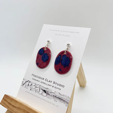 Load image into Gallery viewer, Berry/Navy Stud Drop -Silver Plated
