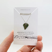 Load image into Gallery viewer, Deep Green Leaf Necklace - Sterling Silver
