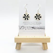 Load image into Gallery viewer, Black Flower Earrings - Sterling Silver
