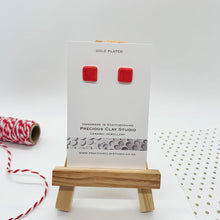Load image into Gallery viewer, Red Mini Square Stud - Gold Plated
