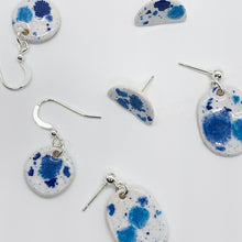 Load image into Gallery viewer, Blue Burst Semi Circle Studs - Silver Plated
