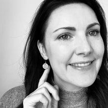 Load image into Gallery viewer, Red Stripe Circle Earrings- Gold Plated
