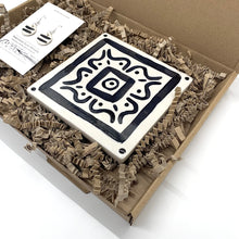 Load image into Gallery viewer, Gift Set - Earrings &amp; Coaster (Black Stripe)
