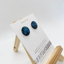 Load image into Gallery viewer, Black/Blue Burst Circle Studs - Gold Plated
