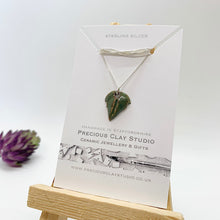Load image into Gallery viewer, Deep Green Leaf Necklace - Sterling Silver

