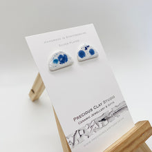 Load image into Gallery viewer, Blue Burst Semi Circle Studs - Silver Plated
